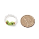 Anello da dito a forma di rana con perline intrecciate con semi di vetro per donna RJEW-TA00052-4