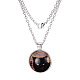 Flat Round with Black Cat Glass Alloy Pendant Necklaces X-NJEW-N0051-053B-02-1