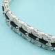 Rack Plating Brass Micro Pave Black Cubic Zirconia Rectangle Link Chain Bracelets BJEW-Q771-06S-01-3