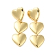 Long-Lasting Plated Brass Triple Heart Long Dangle Stud Earrings for Women EJEW-K093-28G-1