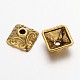 10 mm antike goldene Quadrat tibetischen Stil Perlenkappen X-GLF0893Y-2