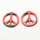 Handmade Polymer Clay Peace Sign with Flower Pendants CLAY-Q216-M01-2