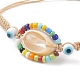 Set di braccialetti con perline intrecciate con occhio diabolico e lampwork con semi di vetro e conchiglia di ciprea naturale da 5 pz BJEW-TA00198-6