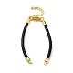 Leather Braided Cord Link Bracelets MAK-K022-01G-12-1