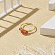 Natural Carnelian Round Braided Beaded Finger Ring RJEW-JR00550-01-2