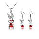 Real 18K Platinum Plated Alloy Rabbit Austrian Crystal Jewelry Sets SJEW-DD0001-048D-1