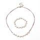 Collier et bracelet extensible en perles de verre et étoile de coquillage naturel SJEW-JS01271-1