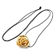 Ожерелье с подвеской в виде цветка розы из цинкового сплава с кожаными шнурами NJEW-D044-01KCG-1