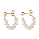 Orecchini pendenti per donna con anello di perle naturali e perline EJEW-TA00054-1