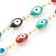 Bracelets et colliers chaîne à maillons mauvais œil en laiton émaillé ensembles de bijoux SJEW-JS01185-4