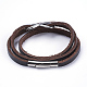 Tres bucles pulseras del abrigo del cordón de cuero BJEW-F291-19A-2