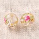 Flower Picture Printed Glass Round Beads GLAA-J087-10mm-A13-2