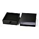 四角い紙の引き出しボックス  黒のスポンジとポリエステルロープ付き  ブレスレットとリング用  ブラック  9.3x9.4x3.4cm CON-J004-01C-05-4
