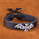 Adjustable Retro Maltese Cross and Wings Zinc Alloy and Leather Cord Unisex Bracelets BJEW-BB16029-7