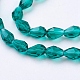 Teal Faceted Glass Teardrop Beads Strands X-GLAA-R024-6x4mm-16-3