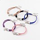 Infinity with Love Antique Silver Plated Alloy Faux Suede Cord Link Bracelets BJEW-JB02049-1