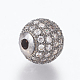 Perles de zircone cubique micro pave en Laiton ZIRC-E134-10mm-04B-2