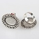 Vintage Adjustable Iron Flower Finger Ring Components Alloy Cabochon Bezel Settings PALLOY-O036-21AS-1