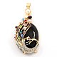 Multi-Color Alloy Rhinestone Peacock Setting with Oval Natural Gemstone Big Pendants G-M036-15G-1