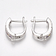 Brass Micro Pave Cubic Zirconia Hoop Earring Findings with Latch Back Closure EJEW-S201-105-2
