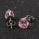 Teardrop 304 Stainless Steel Cubic Zirconia Pendant Necklaces and Stud Earrings SJEW-D069-03-4