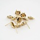 Real 18K Gold Plated Tone Brass Glass Stud Earring Findings GLAA-J023-01G-1