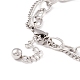 304 Stainless Steel Chain Multi-strand Bracelet with Flat Round & Heart Charms for Women STAS-P304-31P-3