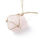 Cordón de algodón encerado trenzado piedra preciosa natural áspera collar colgante crudo NJEW-JN03770-2
