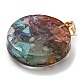 Mixed Gemstone Flat Round Pendants PALLOY-K012-02B-01-2