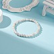 Bracelet extensible perlé rond en agate folle naturelle BJEW-JB08643-2