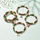 Bracelet extensible en perles d'acrylique et de résine avec breloque en alliage d'émail pour Noël BJEW-JB08246-2