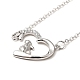 Rhodium Plated 925 Sterling Silver Rabbit with Heart Pendant Necklace with Clear Cubic Zirconia for Women NJEW-E034-02P-2