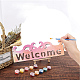 CREATCABIN Welcome Laser Cut Wood Letter Sign Wall Decor Cutouts Unfinished Wooden Signs Wall Art Basswood Hanging Sculpture Decor for Painting Crafts DIY Home Gallery Office Burlywood 11.81x3.94Inch WOOD-WH0113-112-7