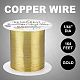 丸銅線  ワイヤーラップジュエリー作り用  ライトゴールド  22ゲージ  0.6mm  約164.04フィート（50m）/ロール CWIR-BC0006-02A-LG-5