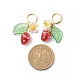 Bunte Malerei-Erdbeere mit Kunststoff-Perlenblumen-Ohrring EJEW-TA00130-4