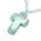 Natural Agate Cross Pendant Necklaces NJEW-O045-03A-2