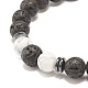 Bracelet extensible en pierre de lave naturelle avec perles rondes et howlite BJEW-JB07581-02-4