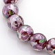Pearlized Handmade Inner Flower Lampwork Round Beads Strands LAMP-L024-01C-2