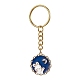 Porte-clés pendentif lune/plat rond avec lapin en alliage émaillé KEYC-JKC00623-3