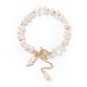 Chips de pierre mélangées naturelles et bracelet de perles avec breloques de boulon d'éclairage en émail BJEW-JB08332-M-2