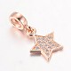 Star Brass Micro Pave Cubic Zirconia Large Hole European Dangle Charms ZIRC-F022-02RG-1