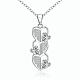 Silver Color Plated Brass Cubic Zirconia Heart Pendant Necklaces for Women NJEW-BB00677-1