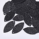 ポリエステル布生地ペンダント  片面グリッターパウダー  ランダムなバックカラー  馬の目  ブラック  40x19x0.5mm  穴：2mm FIND-T059-007A-1