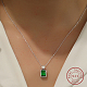Cubic Zirconia Rectangle Pendant Necklace with Rhodium Plated 925 Sterling Silver Chains BR7247-4