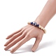 Natural Wood  & Lapis Lazuli(Dyed) & Porcelain Round Beaded Stretch Bracelet BJEW-JB08205-3