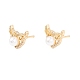 Cubic Zirconia Heart Wing Stud Earrings with Acrylic Pearl EJEW-F282-29G-1
