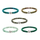 Bracelet extensible en perles de tortue de mer ronde et alliage de pierres précieuses pour femme BJEW-JB08579-1