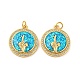 Brass Micro Pave Cubic Zirconia with Synthetic Opal Pendants KK-D096-05A-02-1