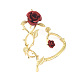 Alloy Rose Flower Stud Earrings EJEW-C058-01LG-2
