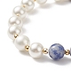 Bracelet extensible rond en perles de jaspe bleu naturel et de coquillages BJEW-TA00191-01-6